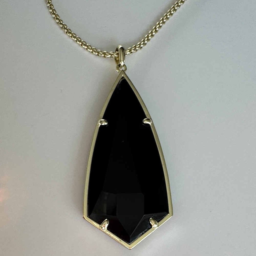 Kendra Scott Black Gold Long Pendant Necklace